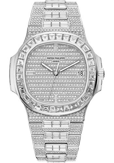 Patek Philippe Nautilus White Gold Full Factory Diamond Set 5719/10G - 010 - WatchesOff5th